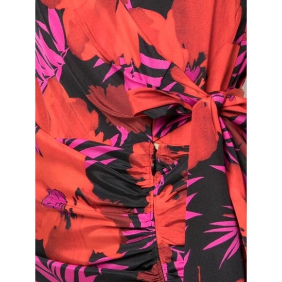 Veronica Beard Lorina Floral Long Sleeve Silk Stretch Minidress In Poppy Multi - Picture 16 of 16